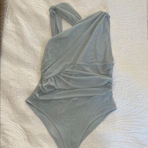 Zara Soft Blue Draped Bodysuit